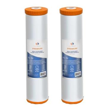 Imagem de Aquaboon Filtro de água de 4,5 x 20 – Cartucho de substituição de filtro de água para toda a casa, 5 mícrons, filtragem de ferro e manganês para purificação de alta capacidade, pacote com 2