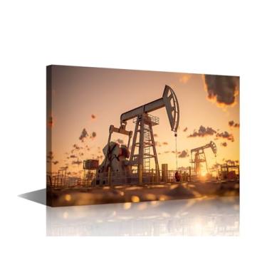 Imagem de Arte de parede Máquinas da Indústria de Energia para Produção de Gás de Petróleo Imagem Equipamento da Indústria de Petróleo Poster para Decoração de Parede de Escritório Doméstico Emoldurado de