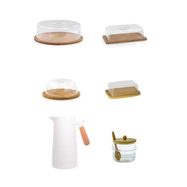 Imagem de Kit Garrafa Térmica + Boleira + Queijeira + Porta Frios + Manteigueira