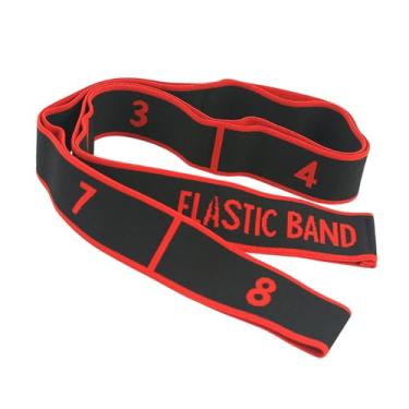 Imagem de Vaveren Stretch Strap Banda de resistência a multiuso Melhorar a flexibilidade do corpo 8 segmentos elásticos banda para treinar academia de fitness, Vermelho