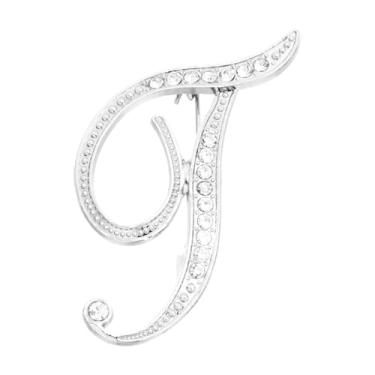 Imagem de PATIKIL Broche de letra, letra inicial t broches de strass metal cristal alfabeto A-Z broche de lapela para mulheres joias presente terno roupas chapéu vestido casaco artesanato, tom prata, length
