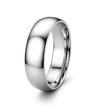 Imagem de ORAZIO Aliança de casamento masculina de aço inoxidável para homens e mulheres 6 mm 8 mm prata ouro preto simples abobadado anel de casamento anel alto polimento conforto ajuste tamanho 6-14, Sem