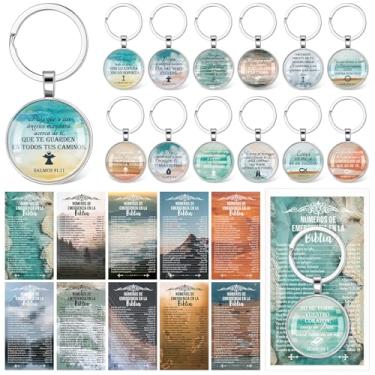 Imagem de Junkin Conjunto de 25 chaveiros cristãos para presente de Dia das Mães em massa com versículo religioso da Bíblia para mulheres e homens, presentes de igreja do dia dos pais (paisagem, inglês)