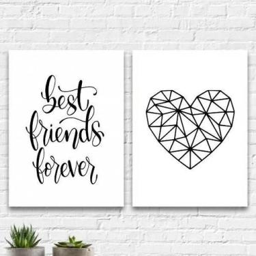 Imagem de Kit 2 Quadros Best Friends Forever 45X34Cm Moldura Branca - Quadros On