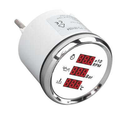 Imagem de Medidor Digital de Pressão de óleo, Temperatura água, Rpm Com Luz de Fundo, Display LED 3 Em 1 para Motocicleta, Barco, Iate, Caminhão, Rv (810‑00321 Mostrador Branco com