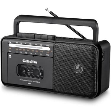 Imagem de Leitor de fita cassete Gelielim Bluetooth Boombox 8W Speaker
