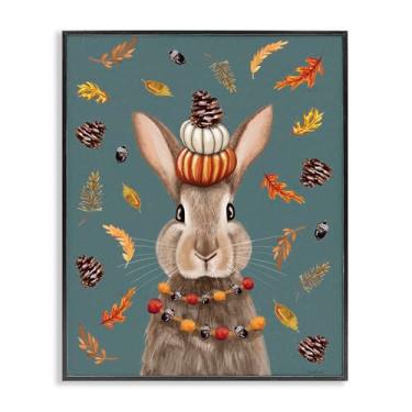 Imagem de Stupell Industries Arte giclée emoldurada preta festiva de outono lebre, design por Elizabeth Tyndall, 28 x 35 cm