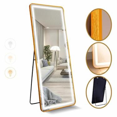Imagem de Espelho Retangular 170X70 com Suporte de Chão + LED Jateado 3 Intensid