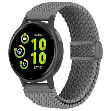 Imagem de EverAct Pulseira magnética de nylon trançado de 20 mm compatível com Garmin Vivoactive 6/Vivoactive 5/3/3 Music, pulseira elástica macia e elástica para Venu Sq 2/Venu 2 Plus e Forerunner 165/55/245