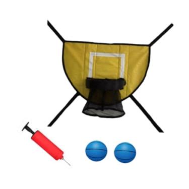 Imagem de YIJU Mini cesta de basquete para trampolim Acessórios para trampolim Treinamento Fácil de instalar Leve Tabela de basquete Gol, Amarelo