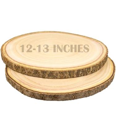 Imagem de SENMUT Peças Grandes Fatias De Madeira Para Centro Mesa 12-13 Polegadas Círculos Decoração Mesas Rústica Artesanato Faça Você Mesmo E Casamento Discos Redondos Rústico