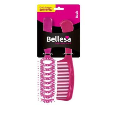 Imagem de Kit escova cabelo bellesa keiko+pente - diversas cores