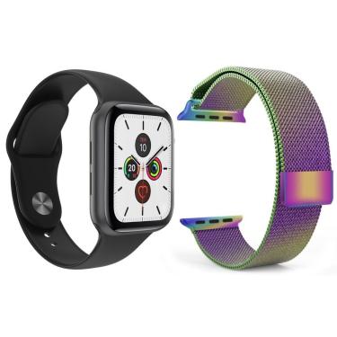 Imagem de Kit Smartwatch T500 Iwo Max Preto + Pulseira Arco Íris