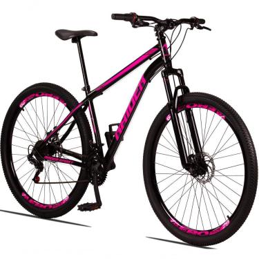Imagem de Bicicleta 29 Raider Sport Aço 21M Freio a Disco c/ Suspensão Preto+rosa