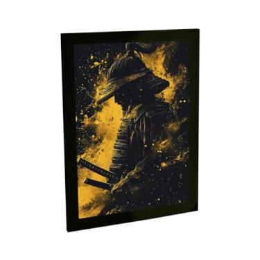 Imagem de Quadro Decorativo Samurai Sombra Preto E Amarelo Japão Poster Quarto Sala