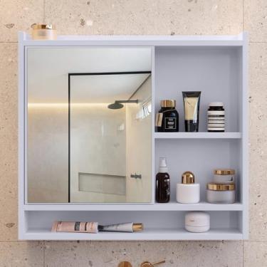 Imagem de Espelheira Suspensa Para Banheiro Closet Porta e Nichos Ganchos Toalhas (Aqua Branca)