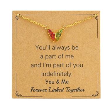 Imagem de SOPIFY Colar feminino com pedra do mês de nascimento de borboleta, dourado, delicado para mãe, filha, irmã, avó, neta, amigas, melhores presentes de pedra do mês de nascimento, Adjustable, Cobre, Sem