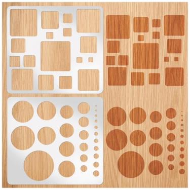 Imagem de Estênceis de círculo quadrado de metal, modelo de desenho de traçadores redondos para artistas, lapidário, cabochão, régua geométrica, joias (forma 2)