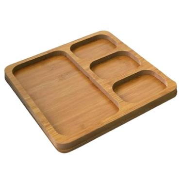 Imagem de Tábua Petisqueira Quadrada Premium com 4 Divisórias – 30x30cm, MDF (Queijos, Frios, Frutas, Castanhas, Petiscos, Molhos)