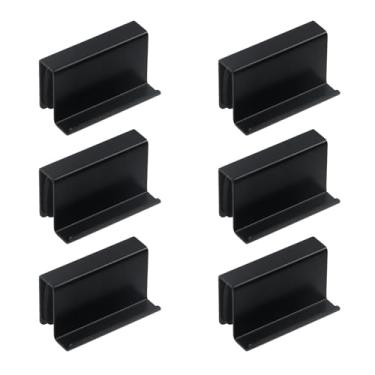 Imagem de Pastlla 6 peças de puxador de borda de dedo de vidro de 4 cm, clipe de porta de armário de janela cromado polido, alça de fácil instalação para porta de vidro (preto)