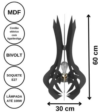 Imagem de Luminária De Chão Mdf Holambra Preto - 60x30cm
