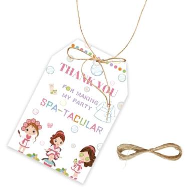 Imagem de 50 etiquetas de agradecimento de spa, etiqueta de presente de dia de spa com cordão para festa de maquiagem de meninas, etiquetas de papel de agradecimento de spa para pijama/lembrancinhas de festa de