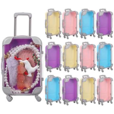 Imagem de Epicover 12 caixas de armazenamento de mini malas, caixa de embalagem de cílios postiços de cores sortidas, suporte de plástico pequeno transparente, caixa de cílios vazia, estojo de bagagem de