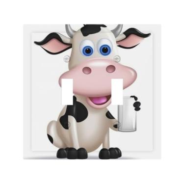 Imagem de Placa de parede para 2 gangs, placas decorativas de interruptor de luz, placa de parede de vaca leiteira, placa de tomada elétrica, interruptores de fazenda, placa frontal para quarto, banheiro