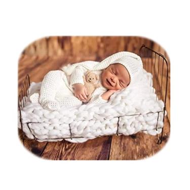 Imagem de Coberllus Acessório para fotografia de recém-nascidos, tecido com nó sonolento e macacão com pés, body para bebês, meninos, meninas, sessão de fotos (extra branco)