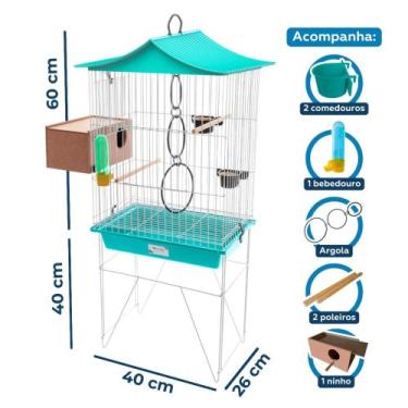 Imagem de Gaiola Mini Viveiro para Pássaros Calopsita Agapornis Ninho Externo Co