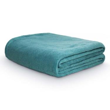 Imagem de CAMESA Manta Cobertor Casal Microfibra Dupla Face 180x220cm VERDE PISCINA 100% Poliéster, Manta para sofá, Manta para Cama de Casal e Solteiro, Macia