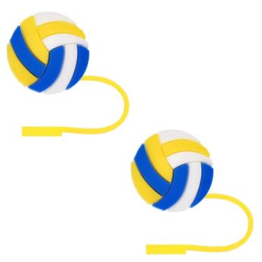Imagem de STRACOUPI Capa de palha esportiva de vôlei compatível com Stanley Cup, silicone, reutilizável, design fofo, 2 peças de acessórios de cobertura de palha para canudos de 10 mm (a)