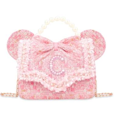 Imagem de Bolsa infantil de presente para meninas - Bolsa tiracolo para meninas, bolsa tiracolo com flores de pérolas, bolsas de ombro para princesas, rosa
