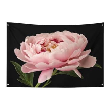 Imagem de Bandeira com quatro furos para todos os climas bandeira decorativa impressa peônia bandeiras de poliéster adequadas para uso interno e externo 89 x 159 centímetros