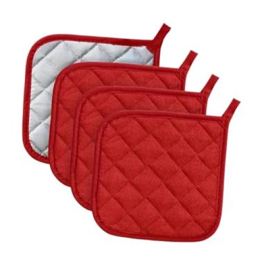 Imagem de Ｂｅｓｇａ 4x Suportes de panela de cozinha Terry Pot Holder Trivet antiderrapante para cozinha, assar, cozinhar, forno, máquina, lavável, prático, pegador de, Vermelho