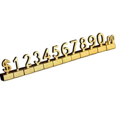 Imagem de 30 conjuntos de placas de liga de zinco para joias, cubo de números de dispersão de preço para itens valiosos de ouro, suportes de dólar para preços de loja de varejo