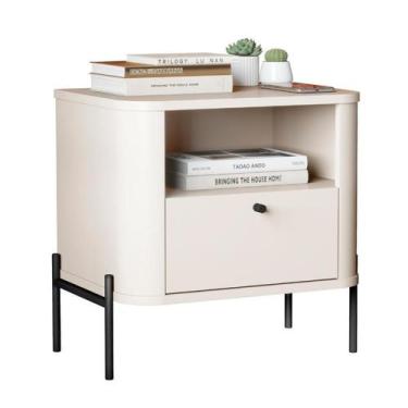 Imagem de Mesa de Cabeceira Tucupí Slim Off White Preto JB Bechara 32709