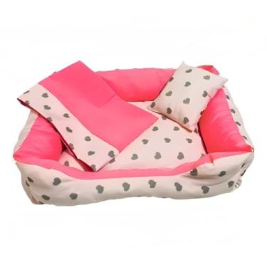 Imagem de Cama cachorro medio caminha pet 60 x 50 com ziper lavavel fundo impermeavel +almofadinha(coracao pink 2 (M))