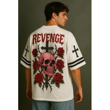 Imagem de Camiseta Streetwear Oversized Masculina revenge - swagon, M