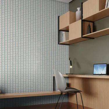 Imagem de Papel de Parede Revoada Café Azul e Branco 4463