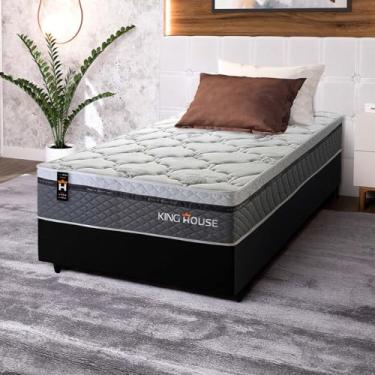 Imagem de Conjunto Cama Box Preto c/ Molas Ensacadas Benton Cinza Solteiro 88x188x71