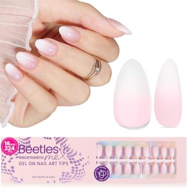 Imagem de beetles Gel Polish Unhas De French Tip Press On, 16 Tamanhos, 224 Unidades, Ombré Pink, Extra Curtas, Amêndoa, Pontas 4 Em 1, Primer Pré-Aplicado, Base Soak Off, Extensão Uv, Presente Para Mulheres