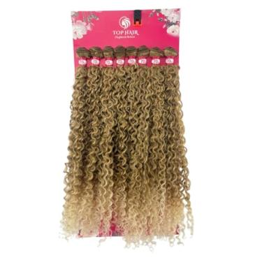 Imagem de Cabelo Cacheado Fibra Bio Humano 70cm 300g 8Telas Top Hair (T27/613 mel+ponta loira)