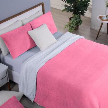 Imagem de Cobertor Solteiro Canada Mantinha/Sherpa 2 Peças - Chiclete - Dona Zez