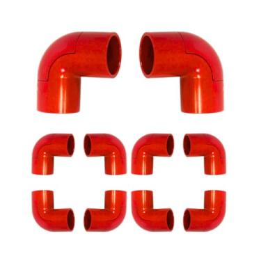 Imagem de Kit 10Un Cotovelo 90° C/Janela P/Eletroduto 1/2pol PVC Antichamas (Vermelho)