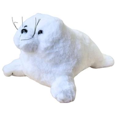 Imagem de Foca de Pelúcia Branca 35cm Realista Fundo do Mar Marinho - Fizzy