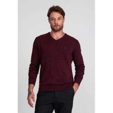 Imagem de Suéter Docthos Slim Gola V Fio Melange, 019 bordo, EG