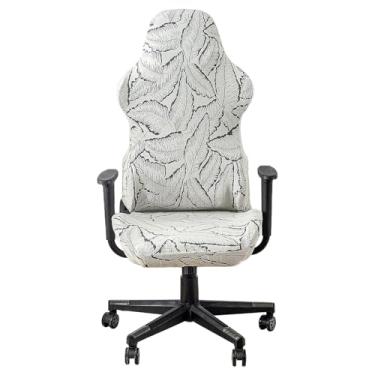 Imagem de Kitegrese Capa para cadeira de jogos, à prova de arranhões, capa de cadeira de jogador de jacquard de elastano macio, com capa de braço (cinza)