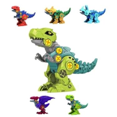Imagem de Dinossauro ROBO Brinquedo Infantil DINO Monta Desmonta Parafusos Chave EDUCATIVO DIDÁTICO COLECIONAVEL QUALIDADE PREMIUM DIVERSÃO LONGE DAS TELAS 27PÇS 12CM