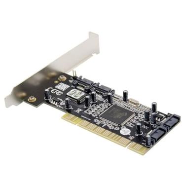 Imagem de Placa adaptador de expansão PCI para SATA de 4 portas SiI3114 150 MB/s suporta transferência de dados RAID 0/1/5/0+1 e modo JBOD para HDD